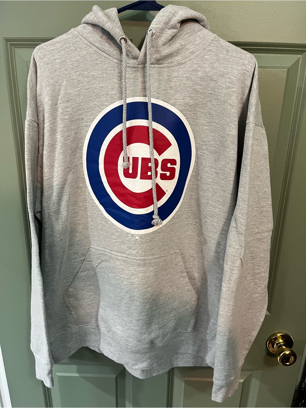 47 Brand Gray Crewneck Hoodie with Red & Blue Cubs Logo